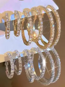 Elegant Rhinestone Dangle Earrings for Women, Sparkling Jewelry Accessory, Perfect Gift Idea, Cubic Zirconia Fashionable Hoop Earrings