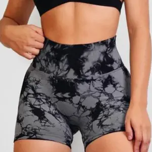 Women's Tie Dye Print Seamless Gym Shorts, High Waist Casual Comfy Breathable Yoga, Workout, Biker Shorts, Indoor Outdoor Sportswear Women Clothing