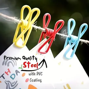 15 Multifunctional Stainless Steel Clips with PVC Coating, Ideal for Paper, Bags, Clothes, Food Sealing, and More