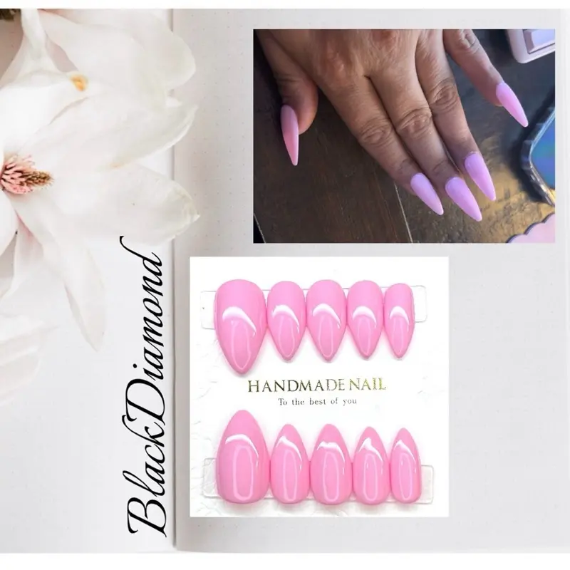 Beautiful Jelly Pinks 10 PCS Handmade Acrylic Press On Nails -Available in Various Shapes , Lengths and Sizes