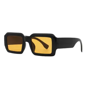 Mad Shade Bold Black Square Sunglasses with Orange Tinted UV400 Lenses – Retro Unisex Oversized Fashion Shades #51
