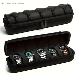 Portable Watch Storage Box, Multi-Slot Watch Organizer with Sponge Insert, Durable Zipper, Unisex Hard Shell, Travel-Friendly