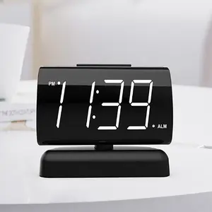 Jombo 1.8-Inch LED Digital Clock with 90° Rotation Red Display Adjustable Angle Modern Desk Alarm Clock for Easy Reading Compact Design