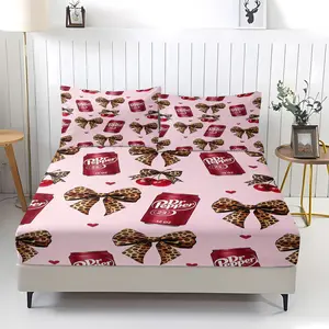 Beverage Themed Bed Sheet (Including 1 Bed Sheet And 2 Pillowcases), Dr Pepper Bedding, Anti Slip Dust Cover Suitable For Decorating Teenage Bedrooms And Guest Rooms