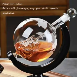 Luxury Globe Decanter Glass with Sailboat Design, Elegant Drinkware for Home Decor, Perfect Gift for Enthusiasts, Unique Aesthetic Appeal