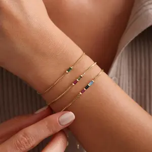ized 18k Gold Plated Birthstone - Month & Stone Name/Initials/Date - Elegant Minimalist Bracelet & Necklace for Women, Mothers Day, Valentines Gift, Year-Round Wear, Family Matching Birthstone