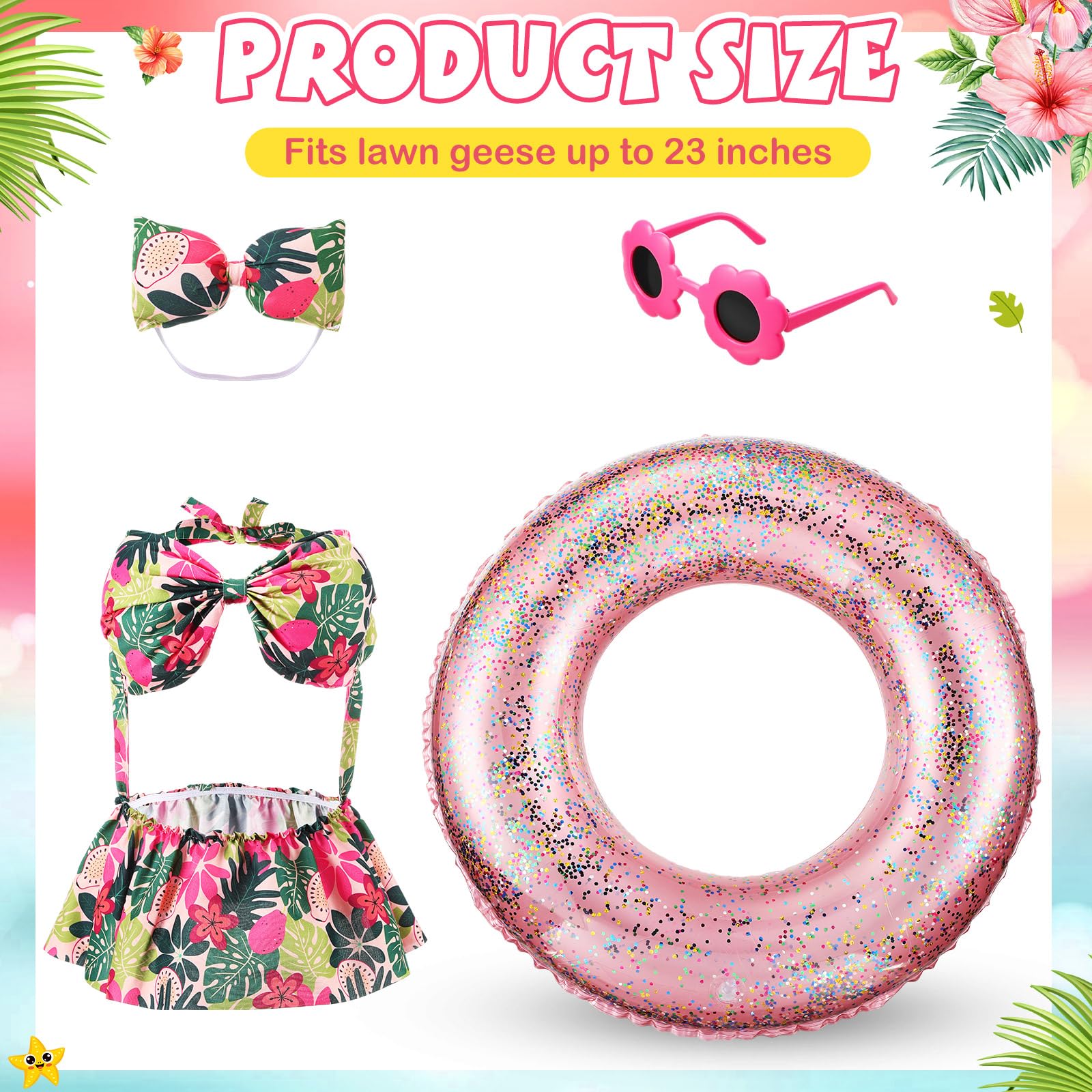 Easter Bunny Porch Goose Outfit for 23 inch Plastic Cement Goose, Easter Egg Porch Goose Costume Lawn Goose Clothes