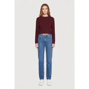 Cable Knit Mock Neck Long Sleeve Cropped Sweater
