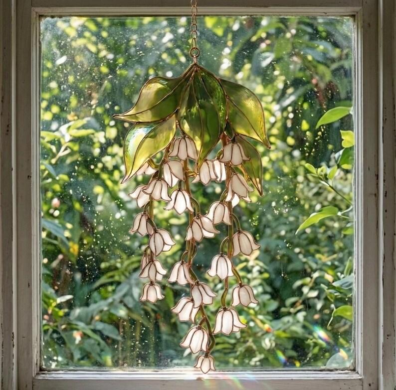 Acrylic Lily of the Valley Stained Glass Suncatcher, Lily of the Valley Suncatcher, Floral Window Hanging, Botanical Sun Catcher, Aesthetic Home Decor