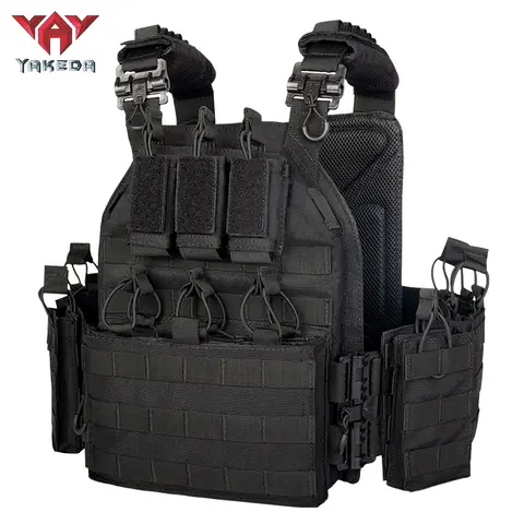 YAKEDA VT-6026-1 Quick Release Tactical Lightweight Molle Plate Carrier Vest - Outdoor Men's Sports Vest with Fast Molle Setup, Plate Storage, Protective Gear for Outdoor Shoots, Summer Sports, Tactical Equipment