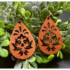 Teardrop Abstract Sapele Dangle
