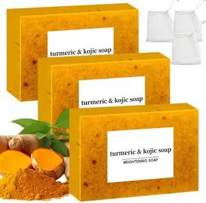 3pcs Lemon Turmeric Kojic Acid Soap, BrighteningKojic Acid Soap for Dark Spot Removal, OrganicLemon Body Care Soap, Soap Body Care
