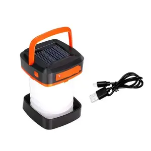 XTAUTO 2-Pack Foldable Portable LED Camping Light, Solar USB Rechargeable Waterproof Outdoor Lights, Emergency Flashlight for Hiking Camping Power Outages Hurricane