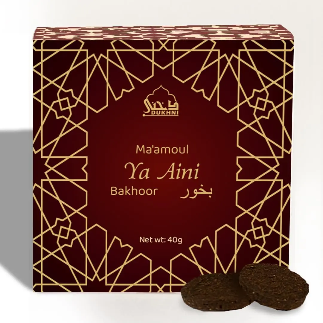 Dukhni Maamoul Ya Aini Bakhoor 40g Arabic Oud Incense Jar - Warm Woody Oudh Blend Scent, Luxurious Home Aroma, Handmade Islamic Gift for Adults for Prayer, Casual Use, Birthday Gifting