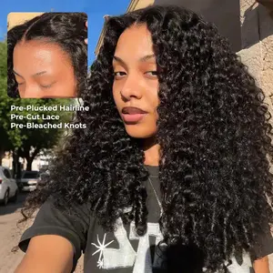 【Flashsale：24inch】ISEE HAIR Wear Go Burmese Curly M-Cap 9x6 Pre-Cut Lace & Pre-Plucked Hairline & Pre-bleached Tiny Knots Natural Black Color Glueless Human Hair Wig Beginner Friendly Vacation Hair #Summervibes#ISEECrochetNewArrivals