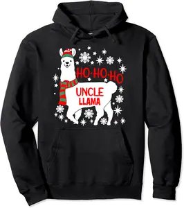 Llama Family Christmas Matching - Funny Ho Ho Ho Uncle Llama Pullover Hoodie - Williamze Shop 52B09L5F48DV
