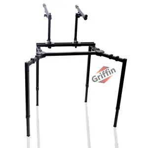 Double Piano Keyboard & Laptop Stand by GRIFFIN - 2 Tier/Dual Portable Studio Mixer Rack