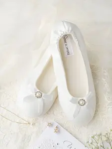 Bridal Slippers for wedding reception - Dancing shoes for bride - Satin ballet slippers - Bride slippers - flats for bride