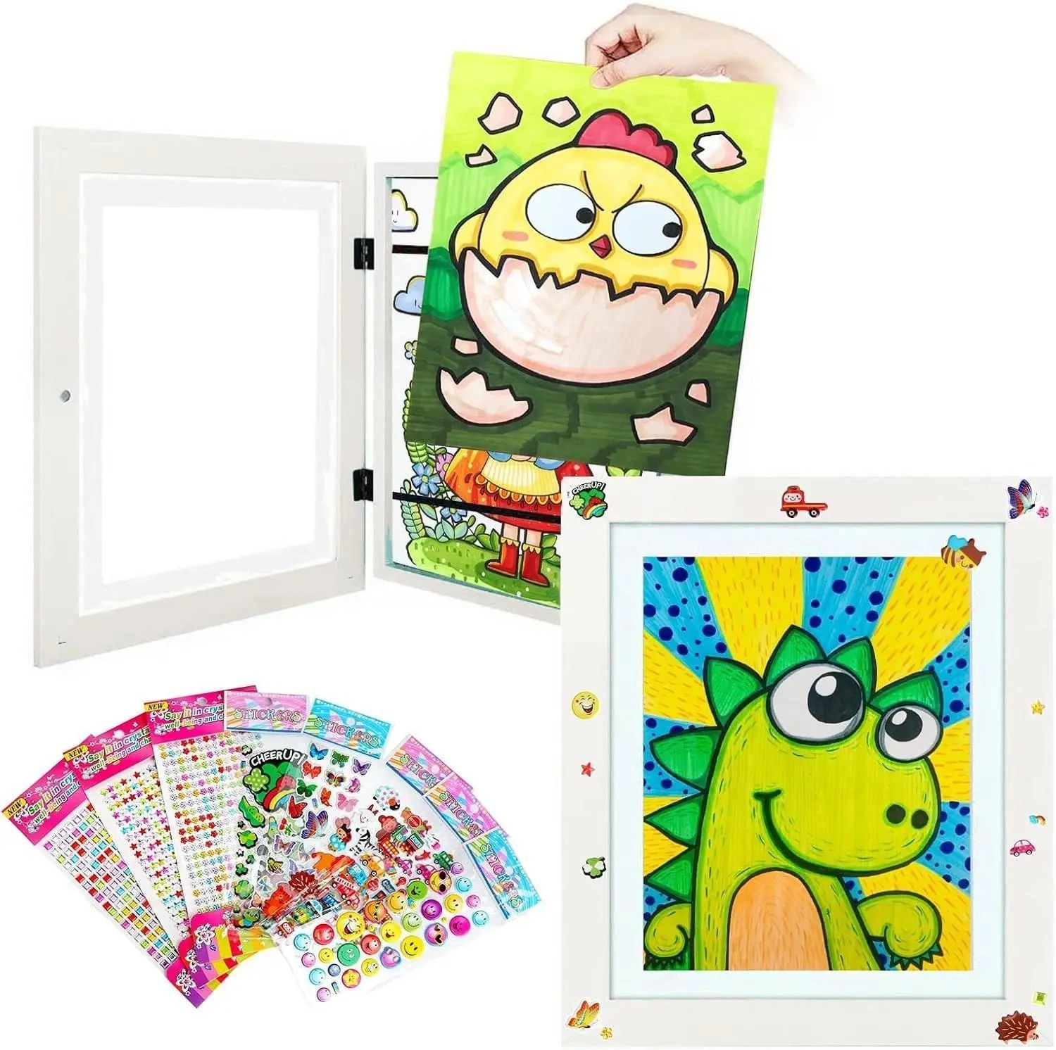 2 Pack Kids Art Frame, Kids Artwork Frames Changeable, 13.8 x 10.4- Black