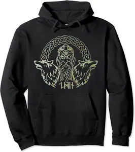 Viking Odin Wolf Geri Freki Norse Mythology Celtic Vintage Pullover Hoodie - Terrancecar Shop 73B09R617LRX