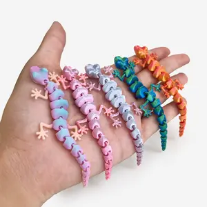 10pcs 3D Printed Small Geckos, 9cm Length, Pla Material, Vibrant Colors, Ideal for Holiday Decorations & Ornaments