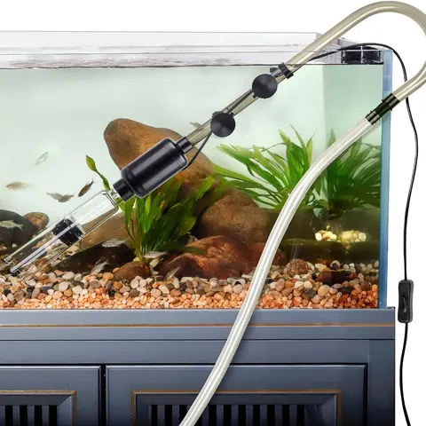 hygger Multi-Pack Electric Aquarium Gravel Vacuum Cleaner Kit - Removable Water Changer, Sand Washer Filter, Dirt Remover, Universal Power Supply, Adjustable Hose Holder, Suction-Cup Hold, Left-Handed Design for 80-140 Gal Tanks with Water Circulation