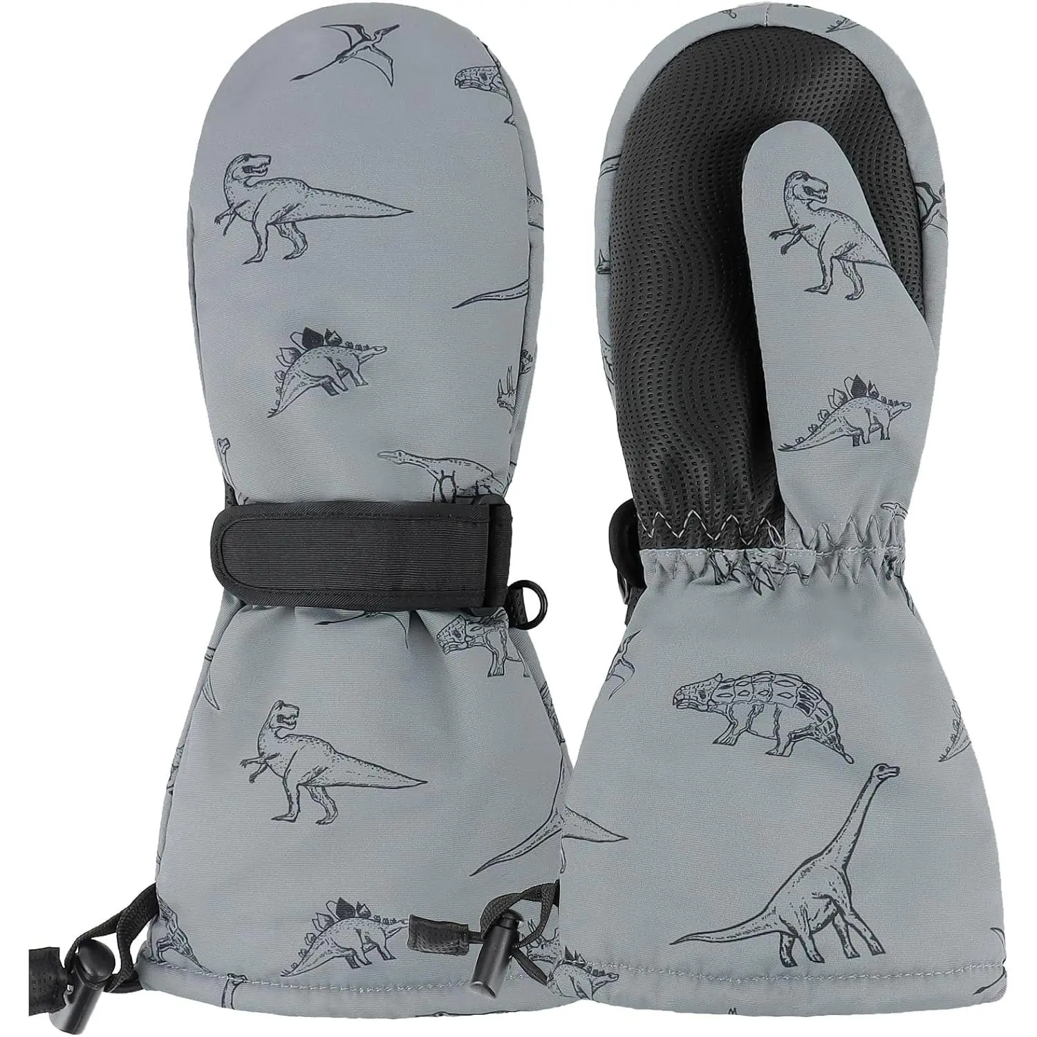 P-GCS018 Kids' Polyester Mittens - Waterproof, Fleece-Lined, Thick Insulated for Boys and Girls Winter Snow Skiing, Ice Skating, Snowball Activities, S, 1-6 Years