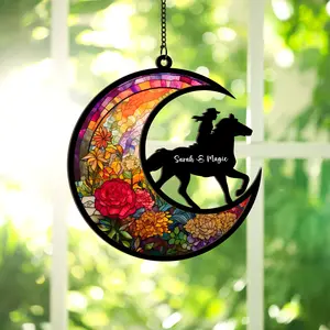 Horse Memorial Suncatcher Ornament, Personalized Sympathy Gift for Horse Lovers, Window Hanging Keepsake for Pet Loss SUN HORSE 07
