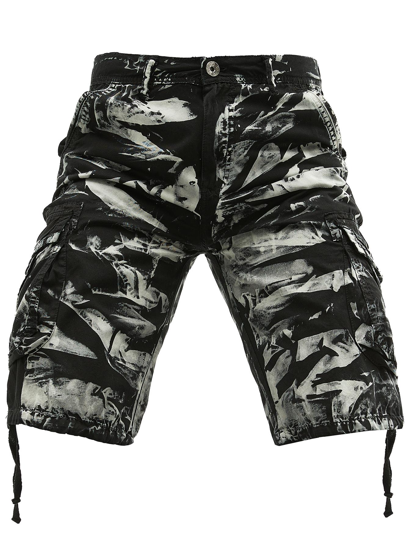 Men's 100% Cotton Cargo Shorts Vintage Washed Tie-Dye Casual Streetwear Flap Pockets with Large Capacity Storage, Summer Daily Wear Outdoor Activities Travel Vacation Hiking Urban Fashion