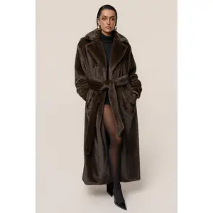 Brown Uptown Faux Fur Coat