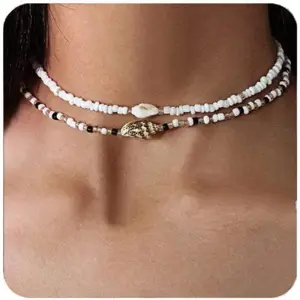 Cowrie shell Surfer Necklaces Beach Handmade Choker Hawaiian Summer Conch Necklace for Women