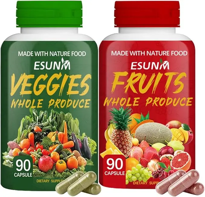 【ESUNM】Fruits and Veggies Supplement, Supports Energy Levels, High Lycopene, Vitamins & Minerals, 180 Capsules Healthcare Dietary