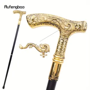 Golden Dragon Luxury Pattern Walking Stick Party Fashion Elegant Walking Stick Decorative Cospaly Cane Knob Crosier 89cm Hiking Stick