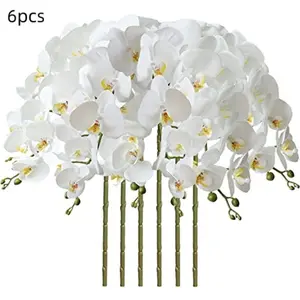 6 Artificial Orchid Stems, 54 Large Flowers, Realistic Touch, Butterfly Orchid Branches, Home Decor, Indoor Bathroom Decoration, Office Desk Ornament