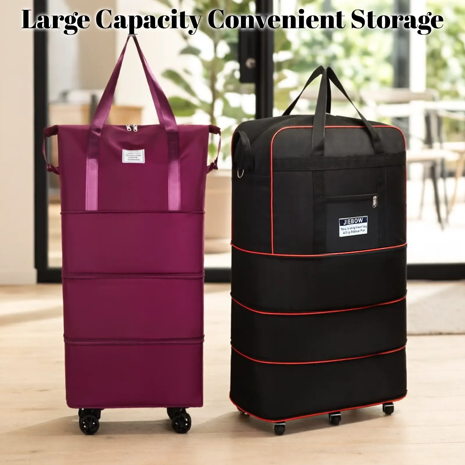 JZBWQY 100L Expandable Foldable Lightweight Rolling Luggage - 360
