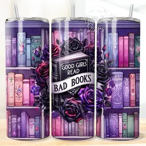 Good Girls Read Bad Books 20oz Booktok Tumbler - Elegant Design with Colorful Book Cups - Bottle, Drinkware
