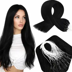 Full Shine Micro Link Hair Extensions Real Human Hair 50G Long Straight Remy Hair Color Micro Loop Human Hair Extensions for Women add Length