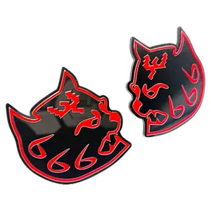 HELLCAT 666 Badges - Black with Red Detailing, Red 666 Design, Two Badges in Black and Red