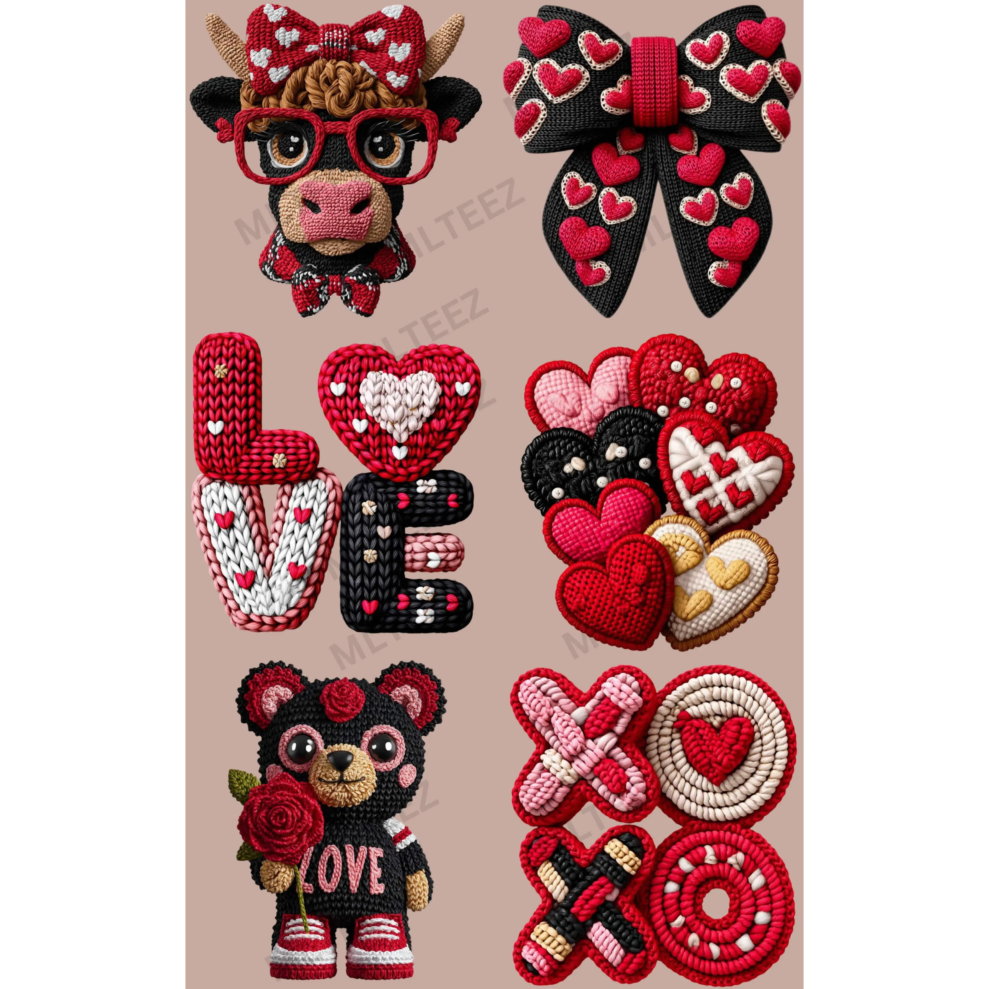 VALENTINE'S DAY (6) PREMADE GANGSHEET - 22X36 DTF TRANSFERS - DIRECT TO FILM