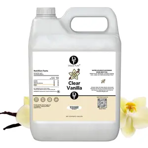 Dolce Flav Clear Vanilla Flavoring Water Soluble 1 Gallon Super Strength Dye-Free Pure Natural for Beverages Baked Goods & Sauces