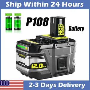 High quality  12AH For RYOBI P108 18V One Plus High Capacity Lithium-ion P102 P105 Battery