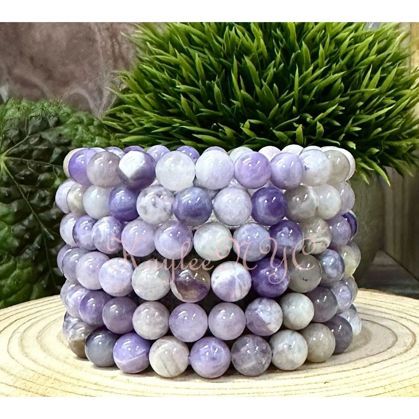 Wholesale 6 Pcs Natural Lavender Jade 8mm 7.5” Crystal Healing Stretch Bracelet