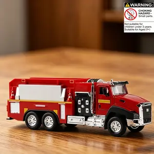 Alloy Industrial Fire Truck Model, Inertial Car with Lights and Music, Educational Toy for Kids, Durable Design, Perfect Gift Idea