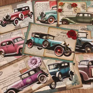 32sheets Vintage Classic Cars Trimmable Junk Journal Decorative Paper, for DIY Crafts, Scrapbooking Supplies, Picture Frame Decoration, Gift for Car Lovers, Diary Accessories, Journaling Supplies, Craft Albums, Collage Decoration, Card Making, Paper Craft