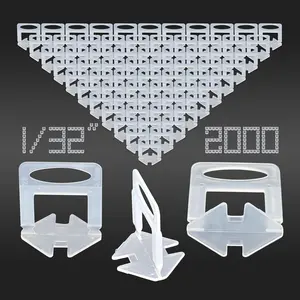 Tile Leveling System 1/32" 2000 count 1.0mm Tile Spacers 1/32 Inch Leveling System, Tile Leveling Clips 1/32 Tile Spacers Leveling System for Professional Ceramic Tile (1/32" 2000 count)