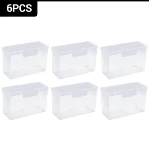 6Pcs Clear PP Plastic Trading Card Storage Box, 10.5x4x6.6cm 45 Mil Thick Card Organizer, Lock Latch Design Holds 100+ Game Cards, Dustproof Portable Container for Baseball Cards, Coins, Jewelry & Small Craft Supplies