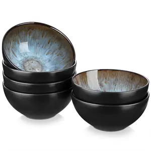 vancasso Ceramic Bowls Set of 6, Chip & Crack Resistant Dessert Snack Bowls, Microwave & Dishwasher Safe Serving Dishes, Bubble Brown 360ml/12oz Cereal Bowls Durable Kitchenware Dinnerware