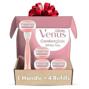 Gillette Venus ComfortGlide White Tea Women's Razor 1 Handle + 4 Blade Refills, Holiday Gifts for Women
