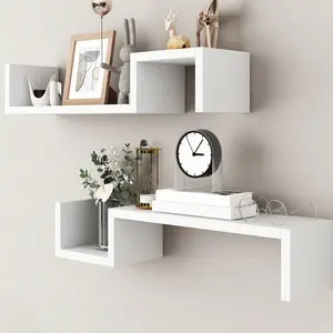 1pc Living Room Wall Decor Shelf, Floating Shelf, Wall Mounted Shelf, Bedroom Bedside Hanging Storage Rack, Custom S-Type Wall Decoration, Simple Creative Grid Organizer