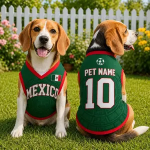 Pet Soccer Mexico Jersey, Game Day Outfit for Dogs, Football Cat Clothes, Custom Name Number Puppy Football Jersey